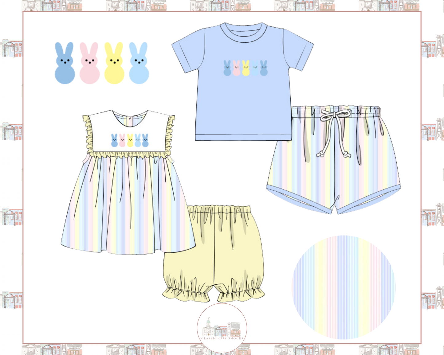 PO 15: Pastel Peeps Girl Shorts Set