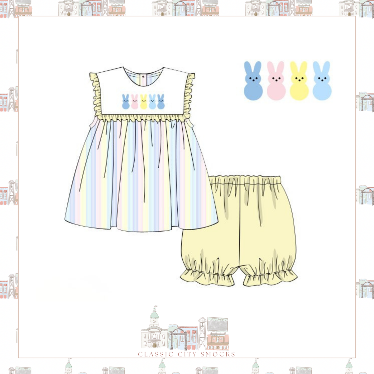 PO 15: Pastel Peeps Girl Shorts Set