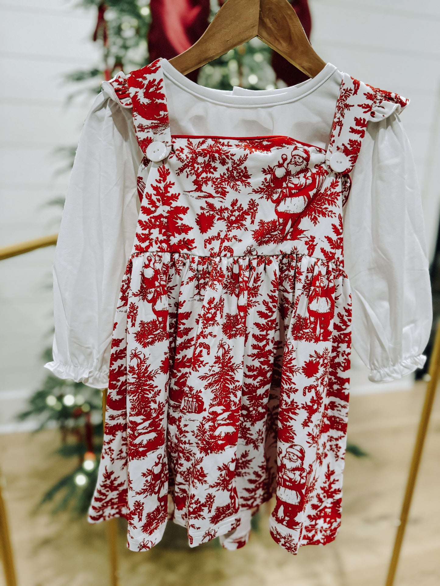 PO 13: GIRLS SANTA CLAUSE TOILE DRESS