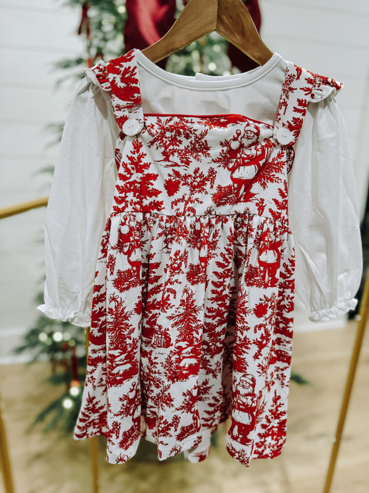 PO 13: GIRLS SANTA CLAUSE TOILE DRESS