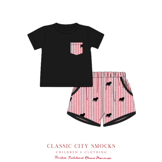 PO 19: Red and Black Game Day Shorts Set