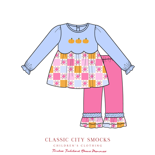PO 19: Patchwork Pumpkins Girls Pants Set