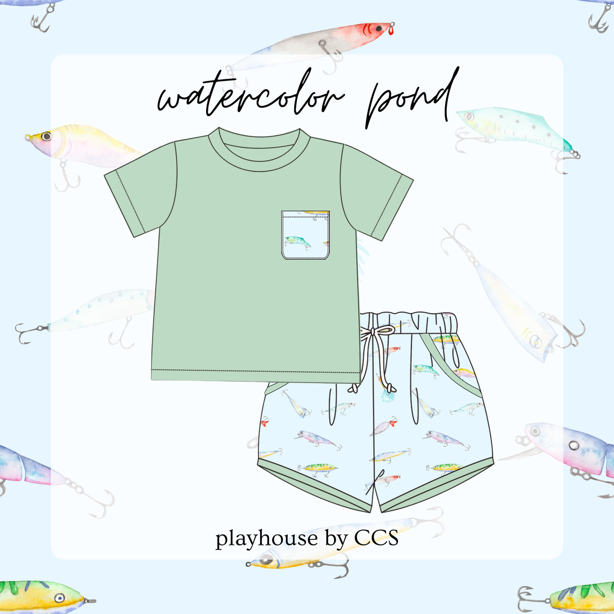 PO 16: Watercolor Pond Boy Shorts Set
