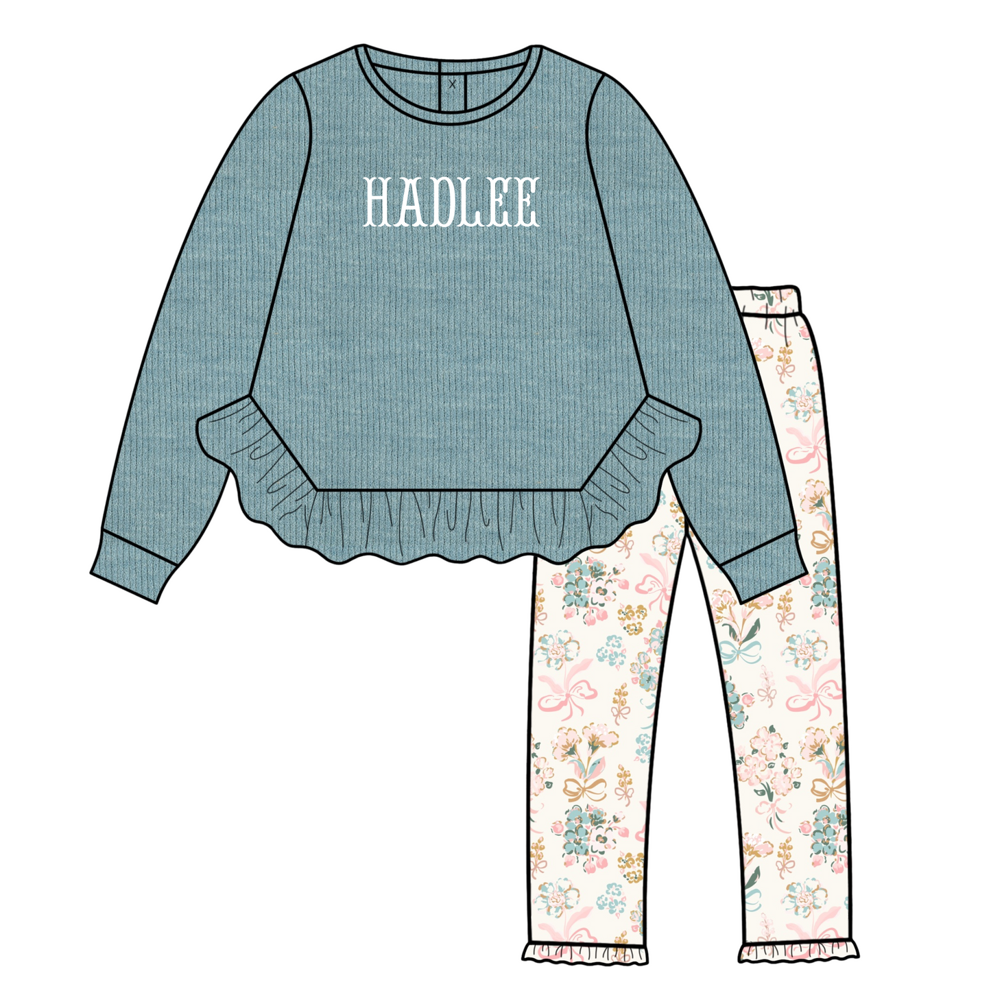 PO 14: Girls French Knot Name Leggings Set
