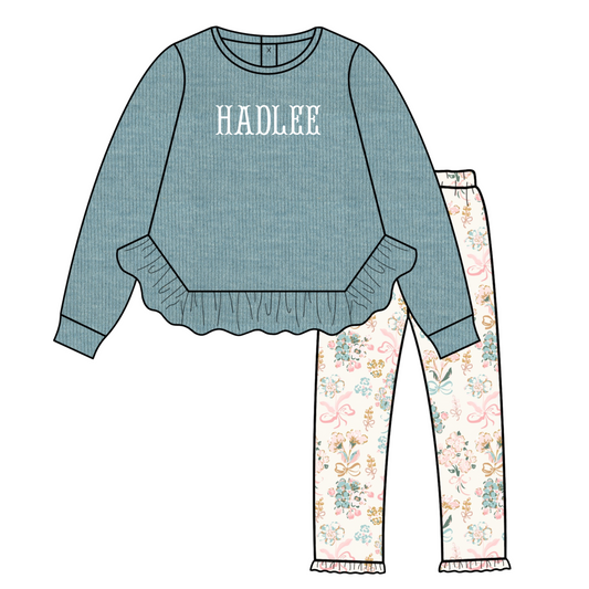 PO 14: Girls French Knot Name Leggings Set