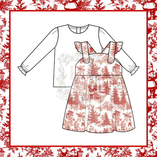 PO 13: GIRLS SANTA CLAUSE TOILE DRESS