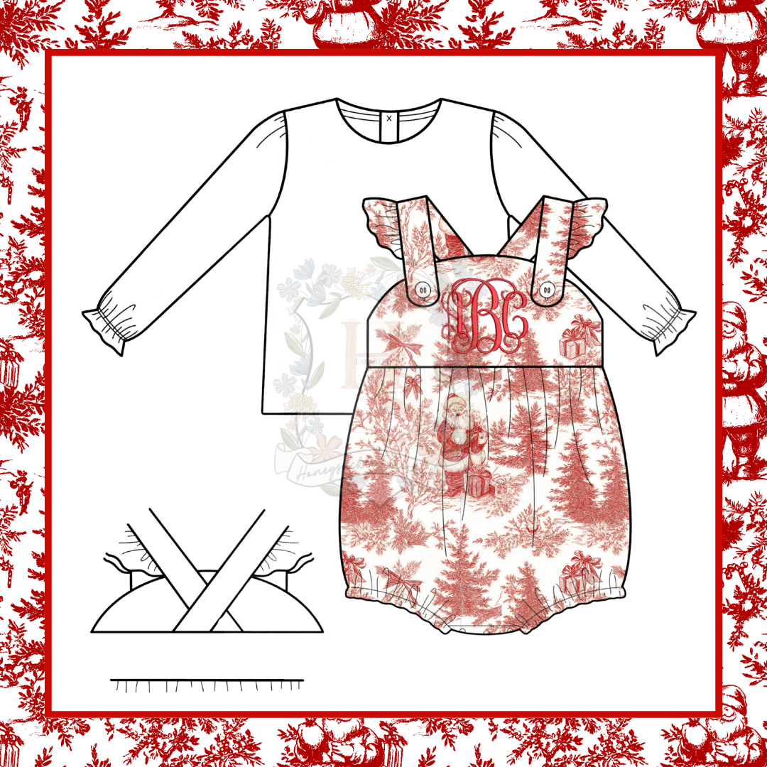 PO 13: GIRLS SANTA CLAUSE TOILE BUBBLE